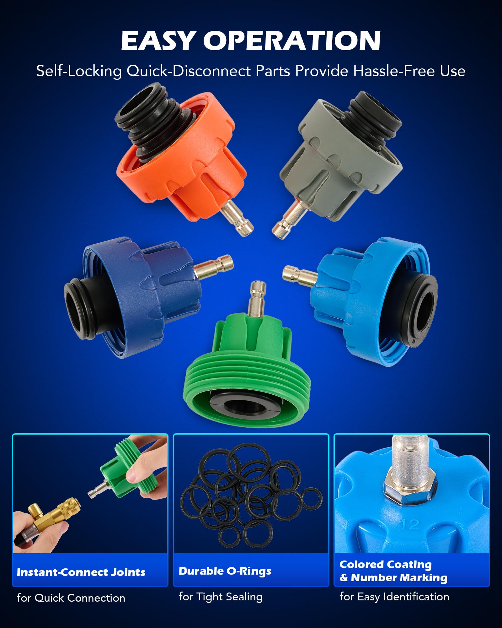 Orion Motor Tech universal adapter and O-rings kit laid out for easy setup.