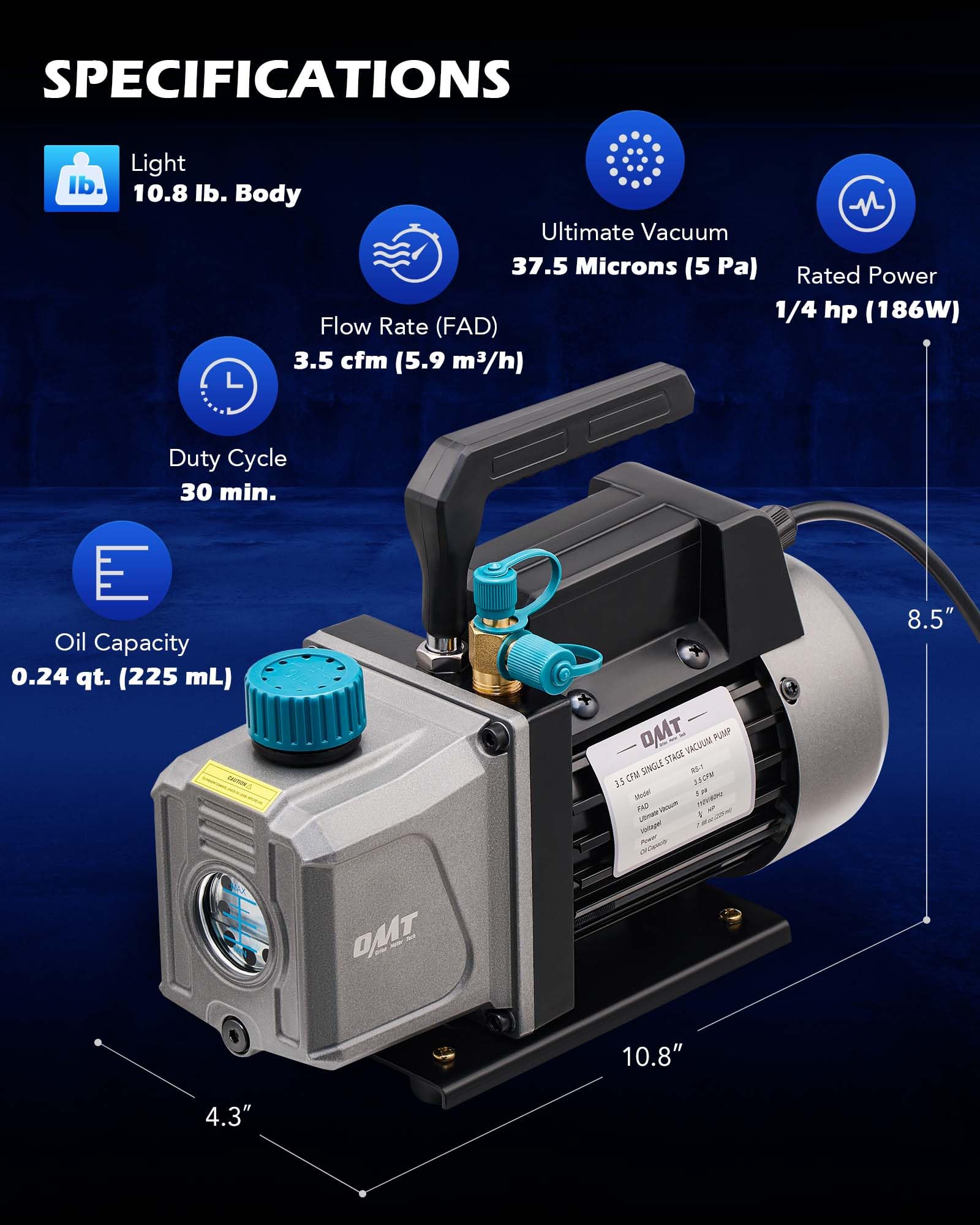 Orion Motor Tech vacuum oil and sight glass aid level monitoring during service
