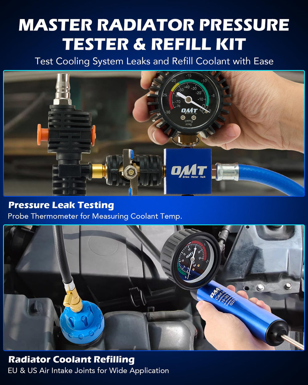 Orion Motor Tech vacuum pump and refill tool in action for radiator service