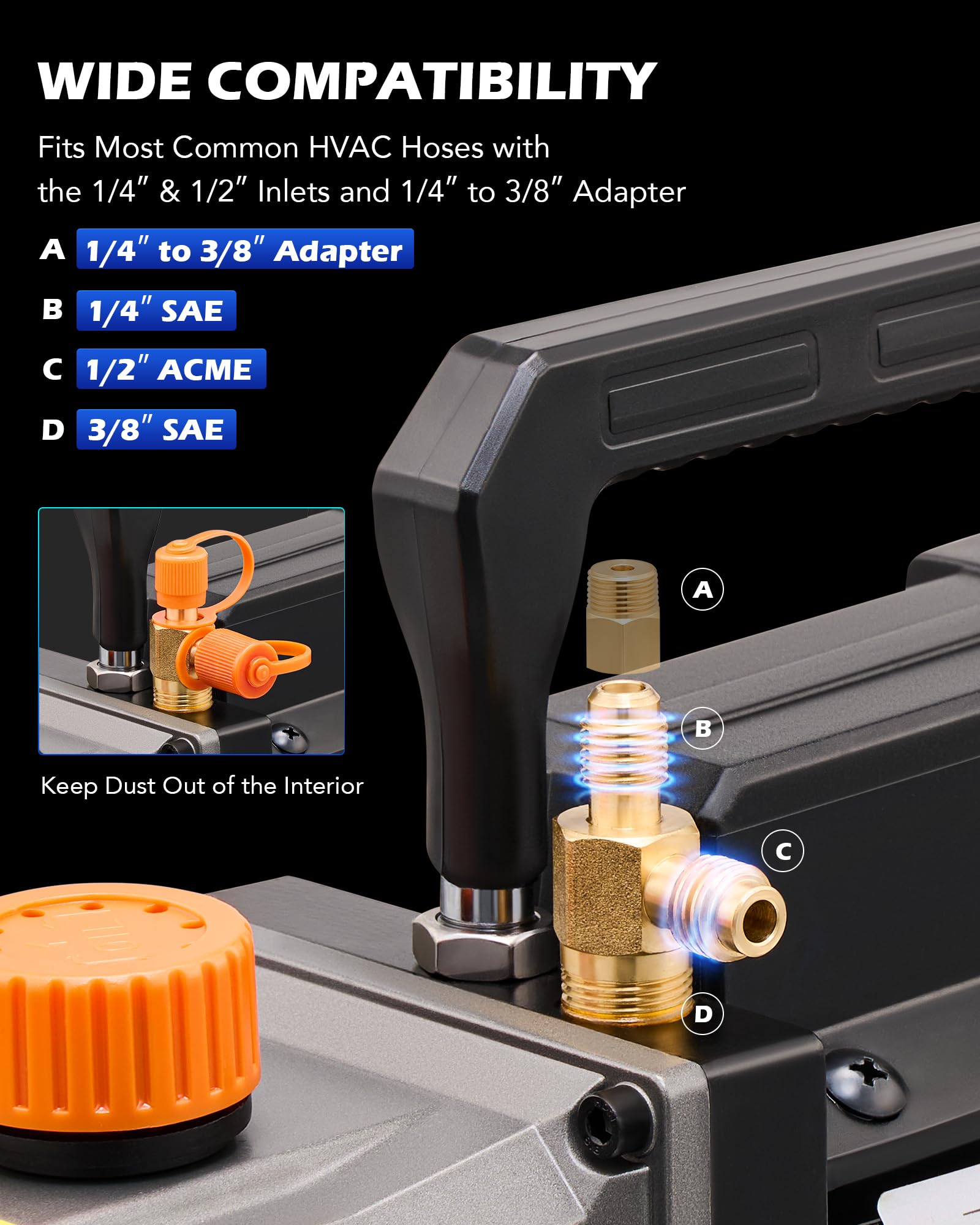 Orion Motor Tech vacuum pump gloves and Teflon tape for secure seals