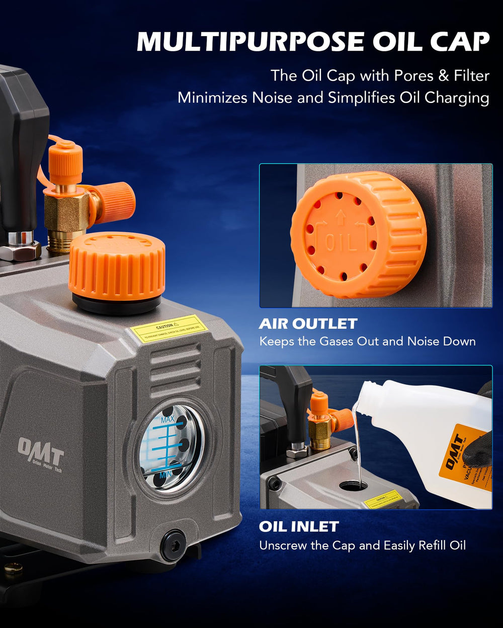 Orion Motor Tech vacuum pump intake filter and trap protecting performance