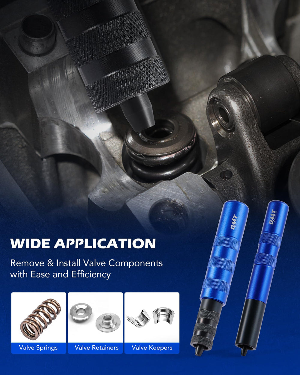 Orion Motor Tech valve keeper remover tool handles parts securely with magnets.