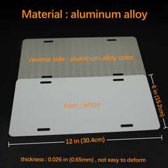 ORJ aluminum license plate blanks 6x12 close-up shows a durable surface.