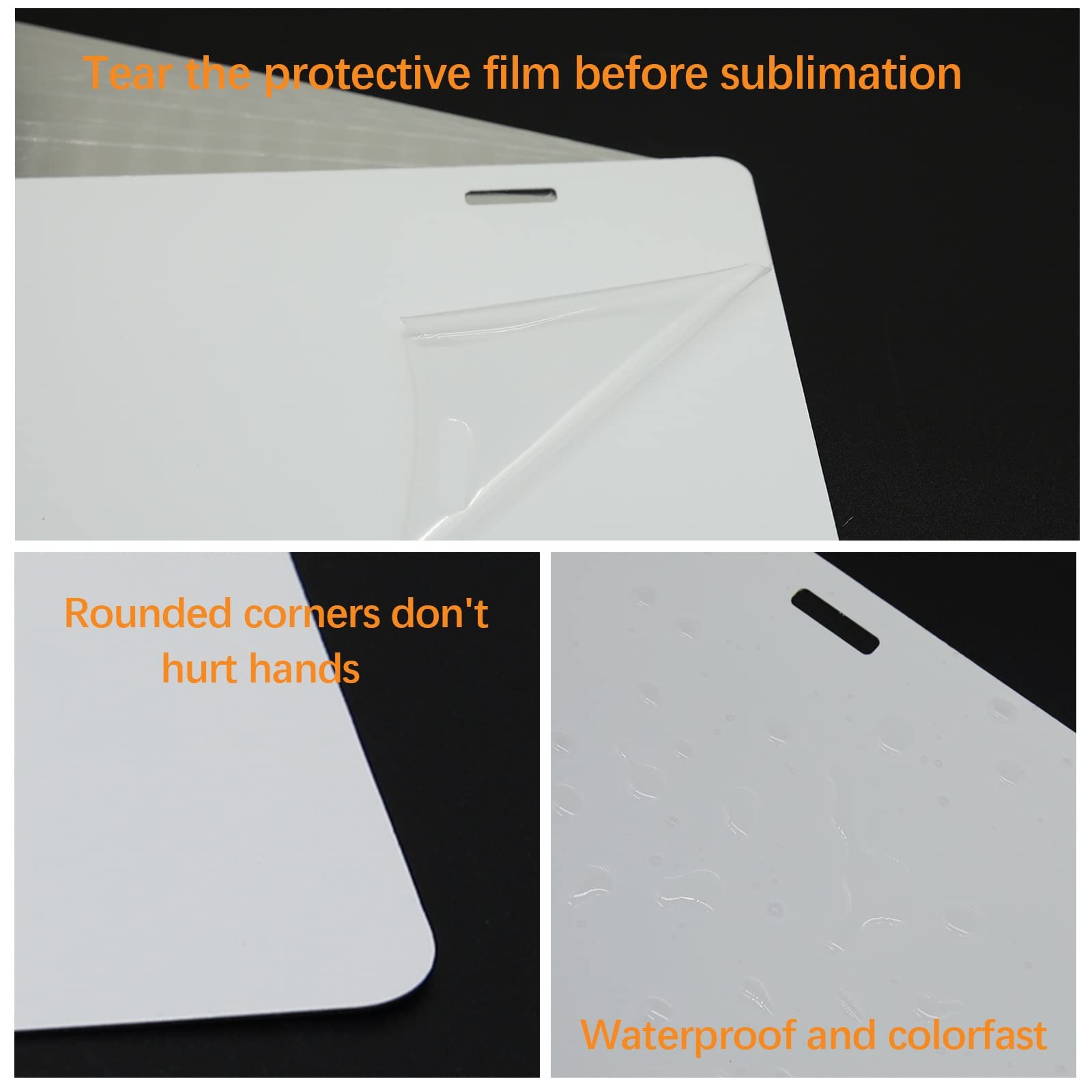 ORJ sublimation blanks with 4 predrilled slots enabling quick, secure mounting