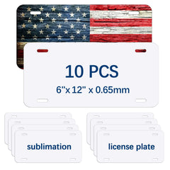 ORJ sublimation license plate blanks 6x12 front view, durable aluminum surface for vivid transfers