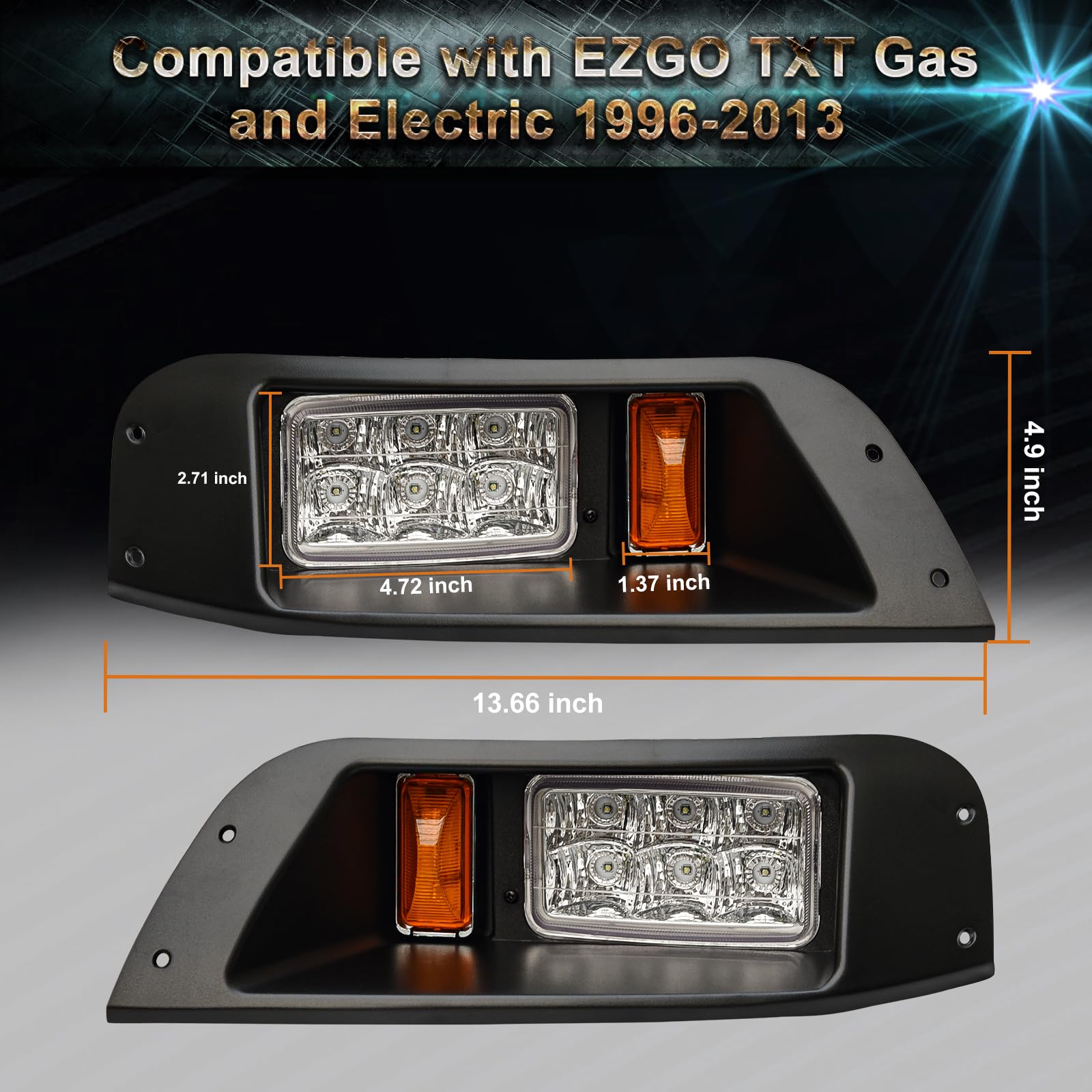 Cutting templates included for precise EZGO TXT headlight installation