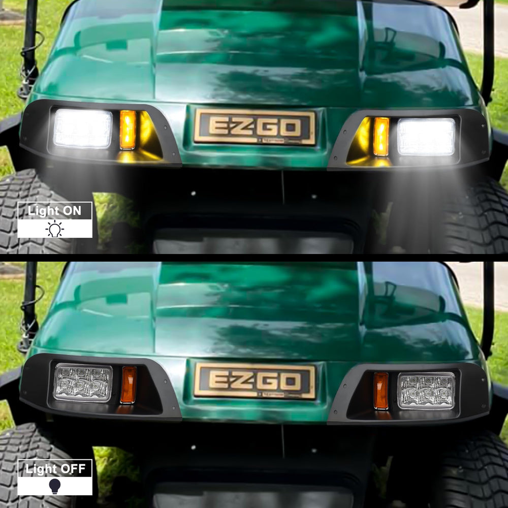 12V LED headlights for EZGO TXT help preserve battery life