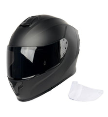 Orthrus full-face helmet front view showing sleek matte black design for daily rides