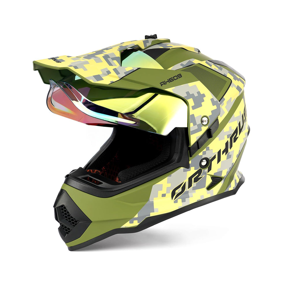 Orthrus Youth Helmet side view shows full-face protection for dirt trails