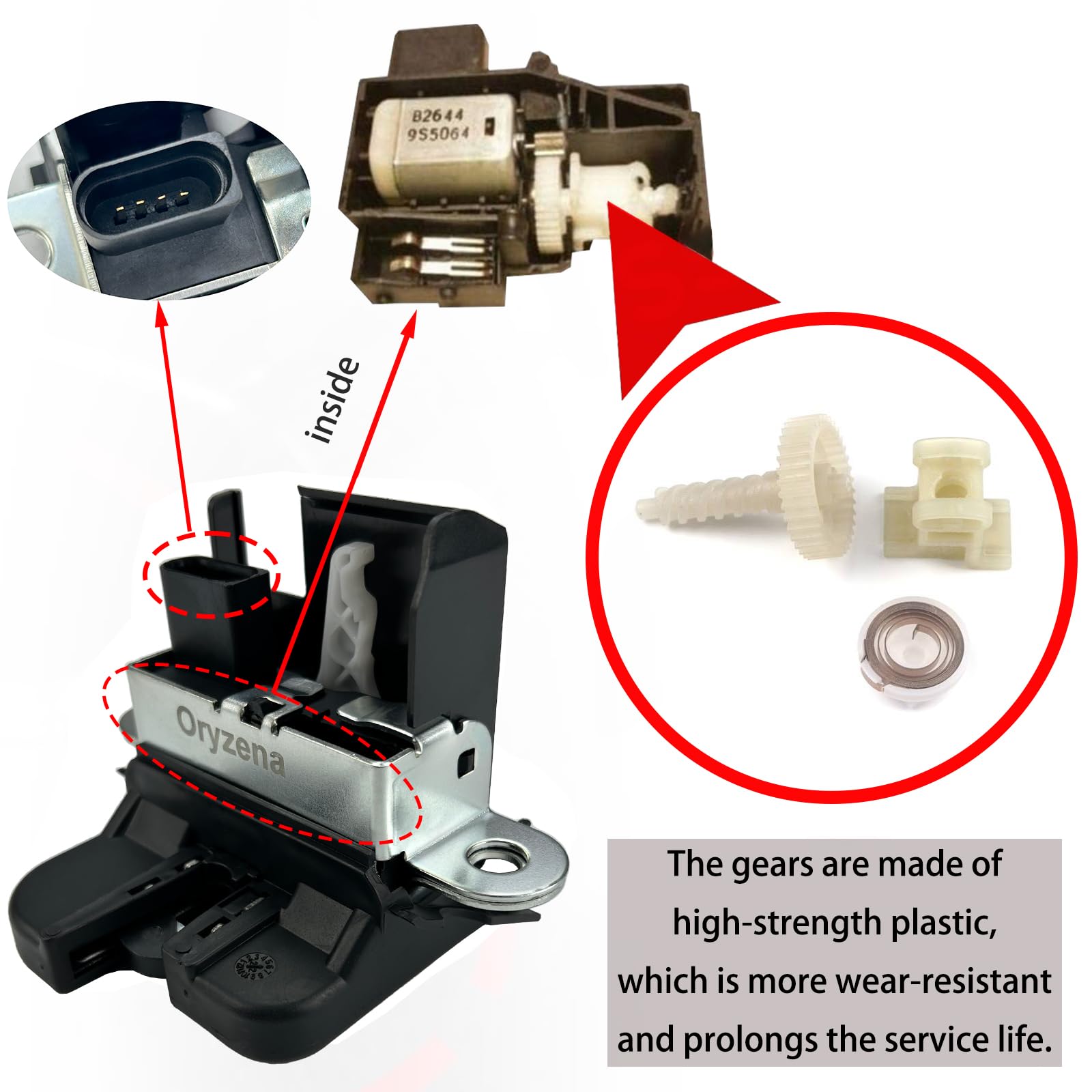 Oryzena trunk latch actuator packaging highlights included components