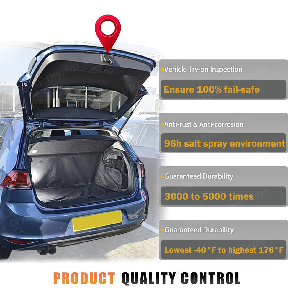 Oryzena trunk latch actuator warranty info badge indicates 12-month coverage