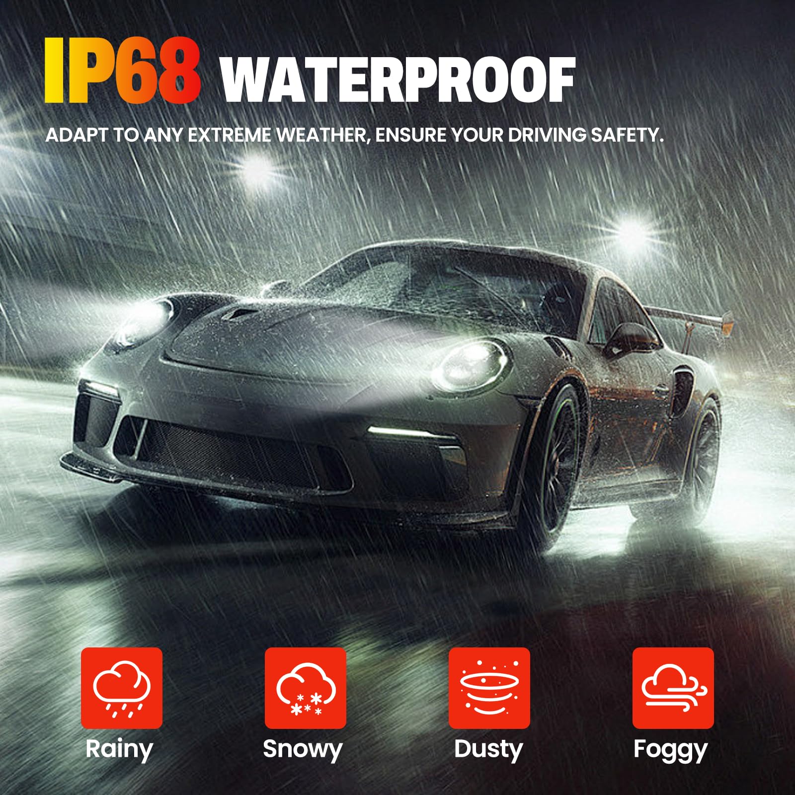 ORZUAXIT IP68 weatherproofing keeps visibility clear in storms.