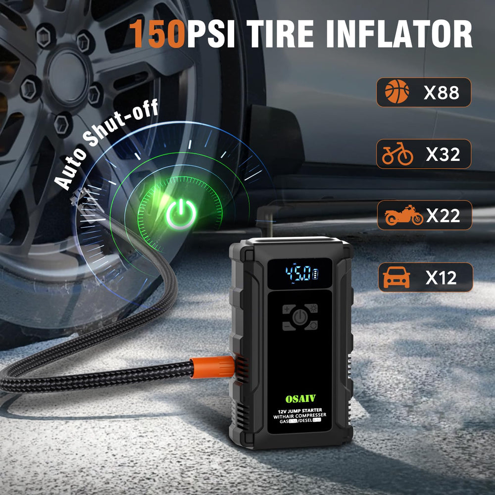 osaiv jump starter auto-shutoff inflates tires safely to exact pressure