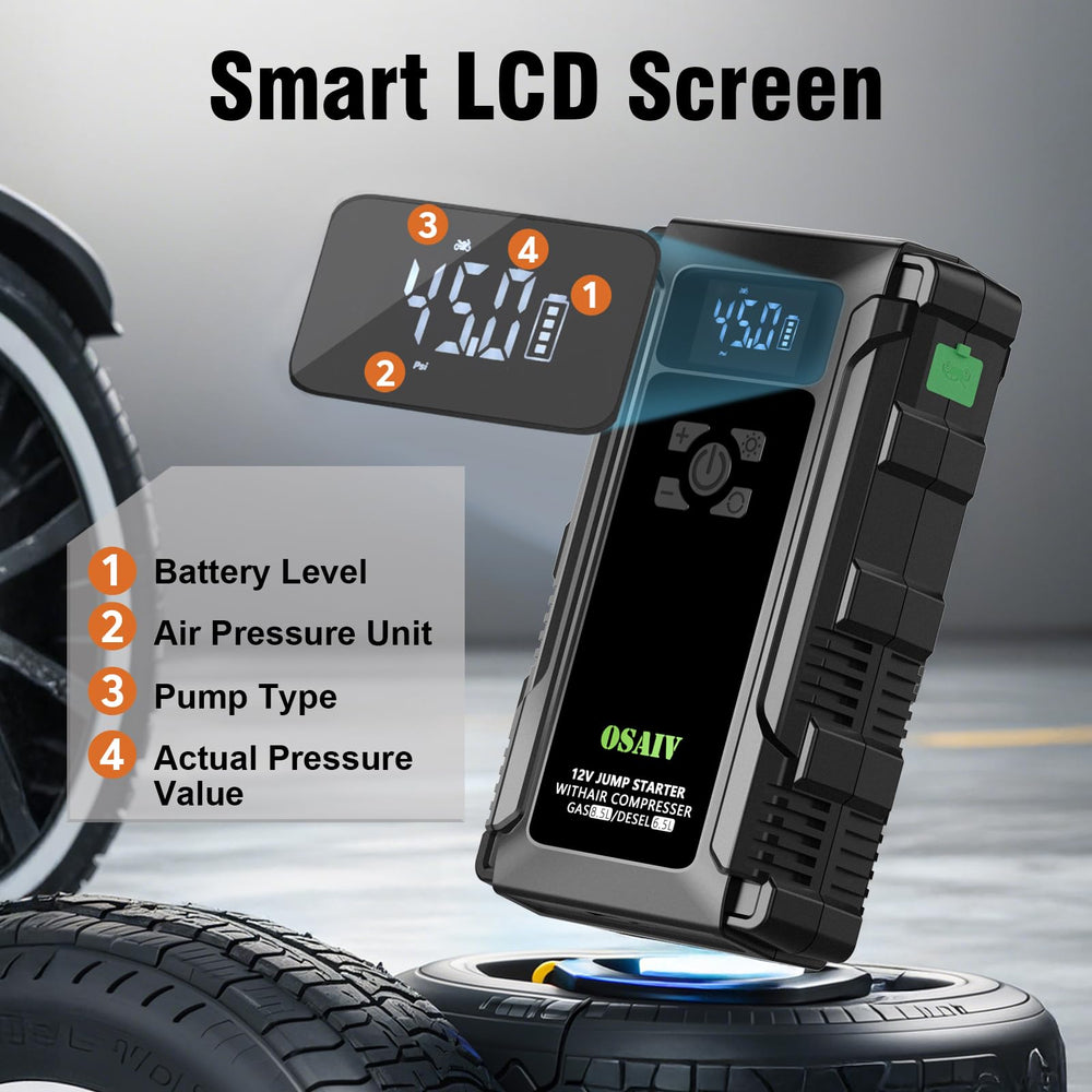 osaiv jump starter emergency light mode illuminates surroundings at night
