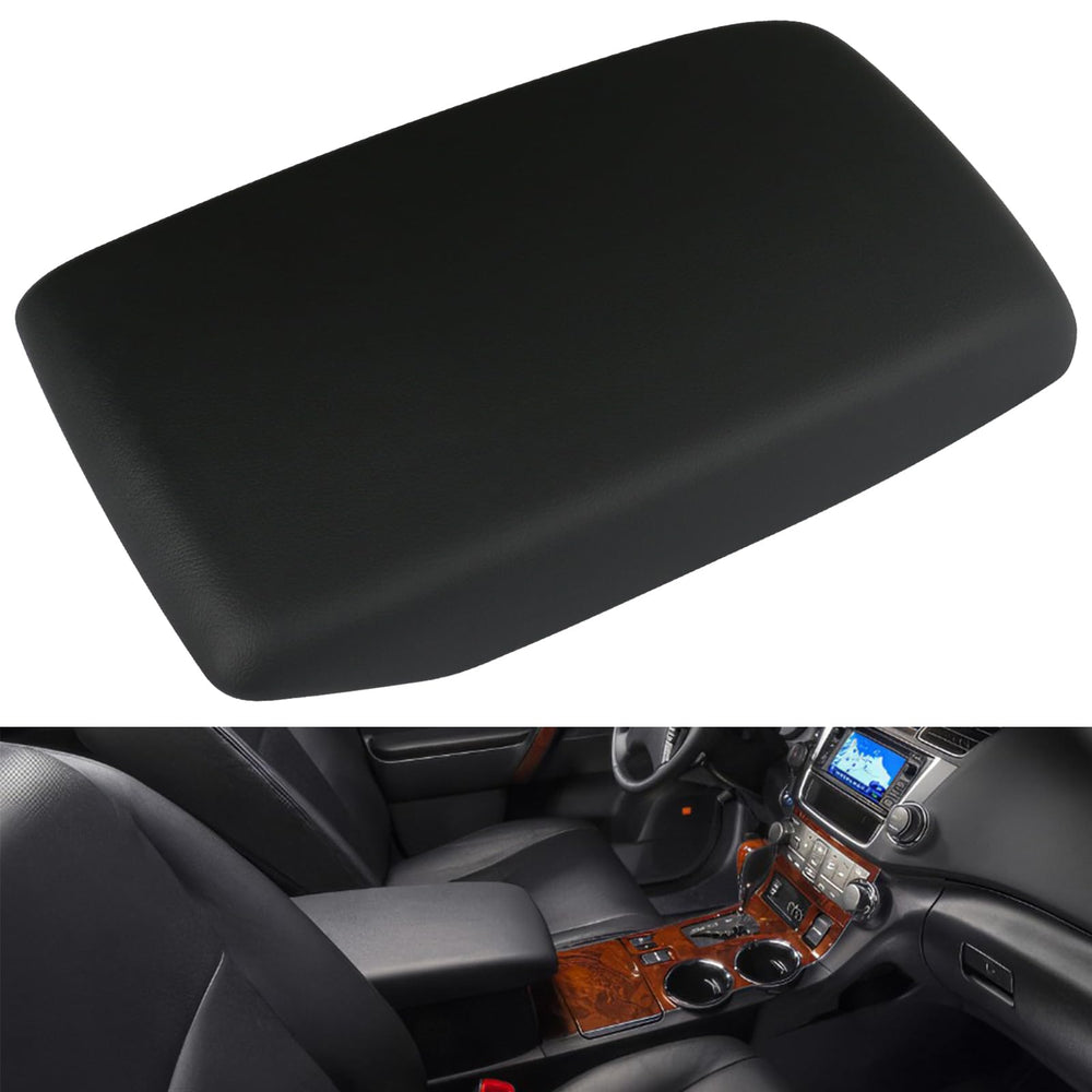 Osompar center console armrest cover in black PU leather for Highlander—durable lid protection