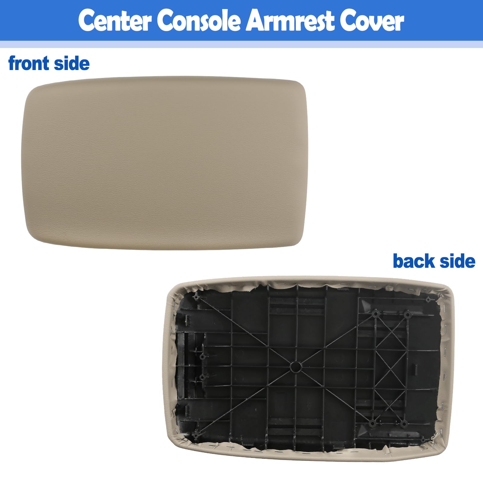 Osompar packaging for center console armrest lid in beige, ready to install.