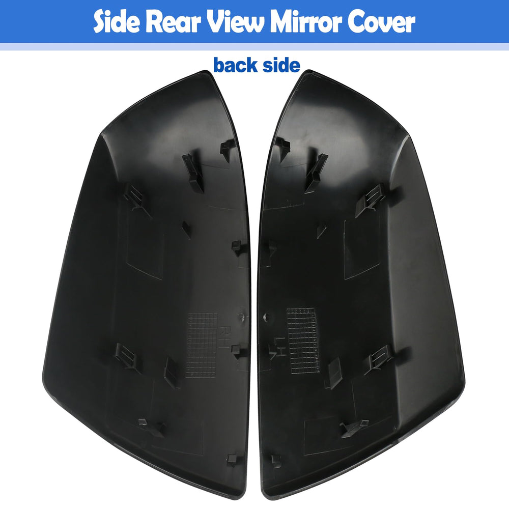 Osompar textured black outer mirror cover packaging view highlights easy installation.