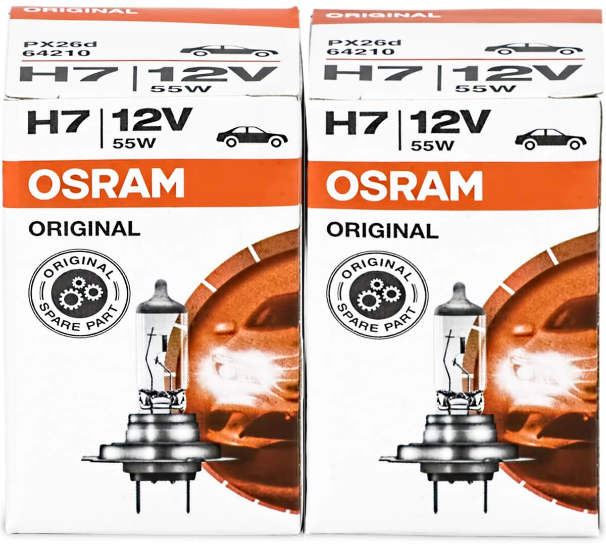 OSRAM 64210 H7 original line front view halogen bulbs for standard headlights