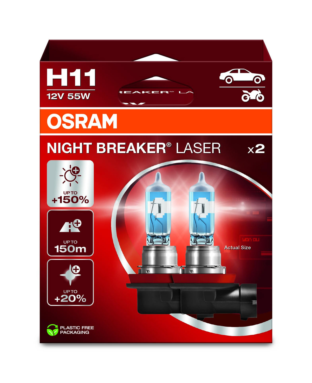 OSRAM Night Breaker Laser H11 beam visibility for safer night driving