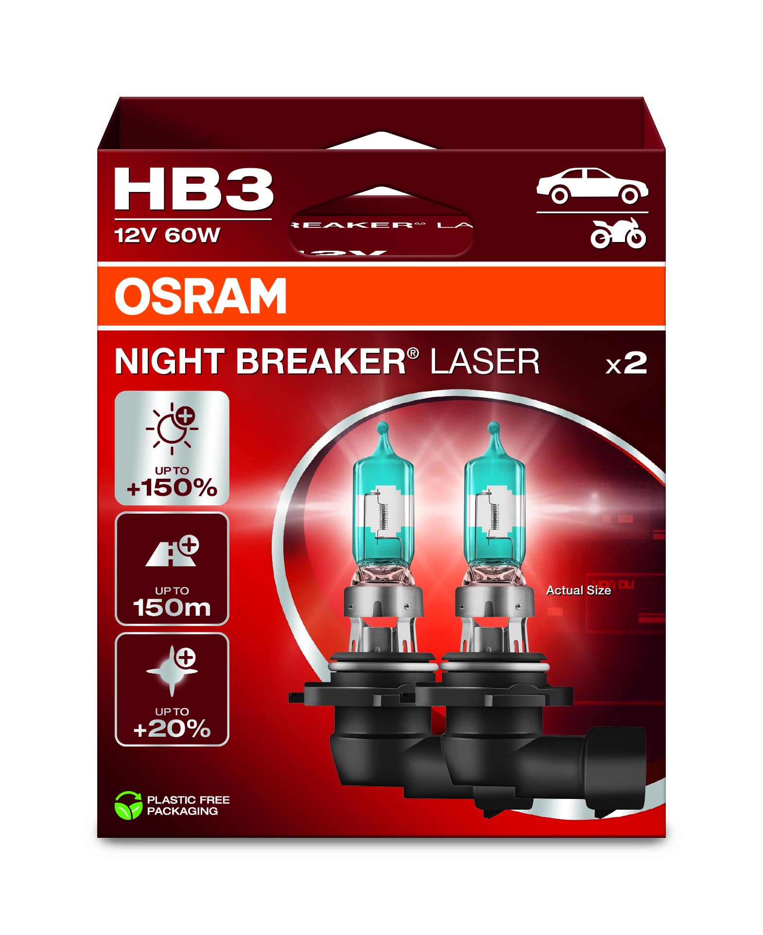 OSRAM Night Breaker Laser HB3 brightness for clearer roads