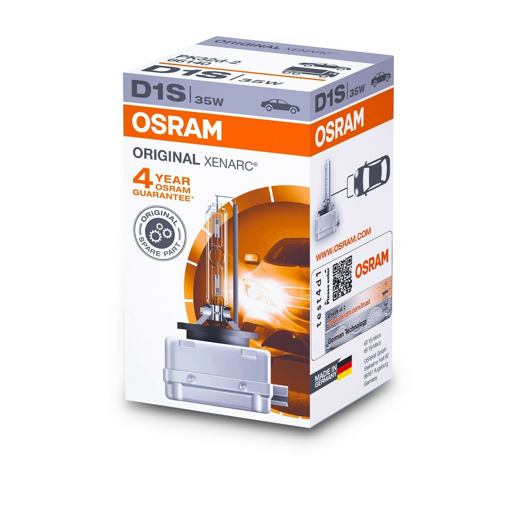 OSRAM Xenarc authenticity label confirms genuine OEM product with security features.