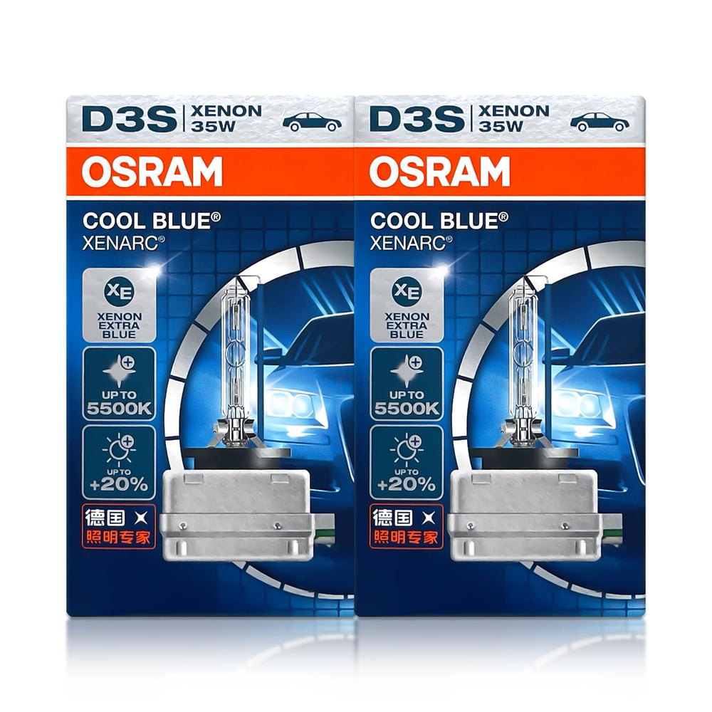OSRAM Xenarc D3S Cool Blue front-view bulb emitting 5500K light for strong night visibility.