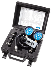 OTC 5609 cylinder leakage tester front view with dual gauges for quick diagnostics