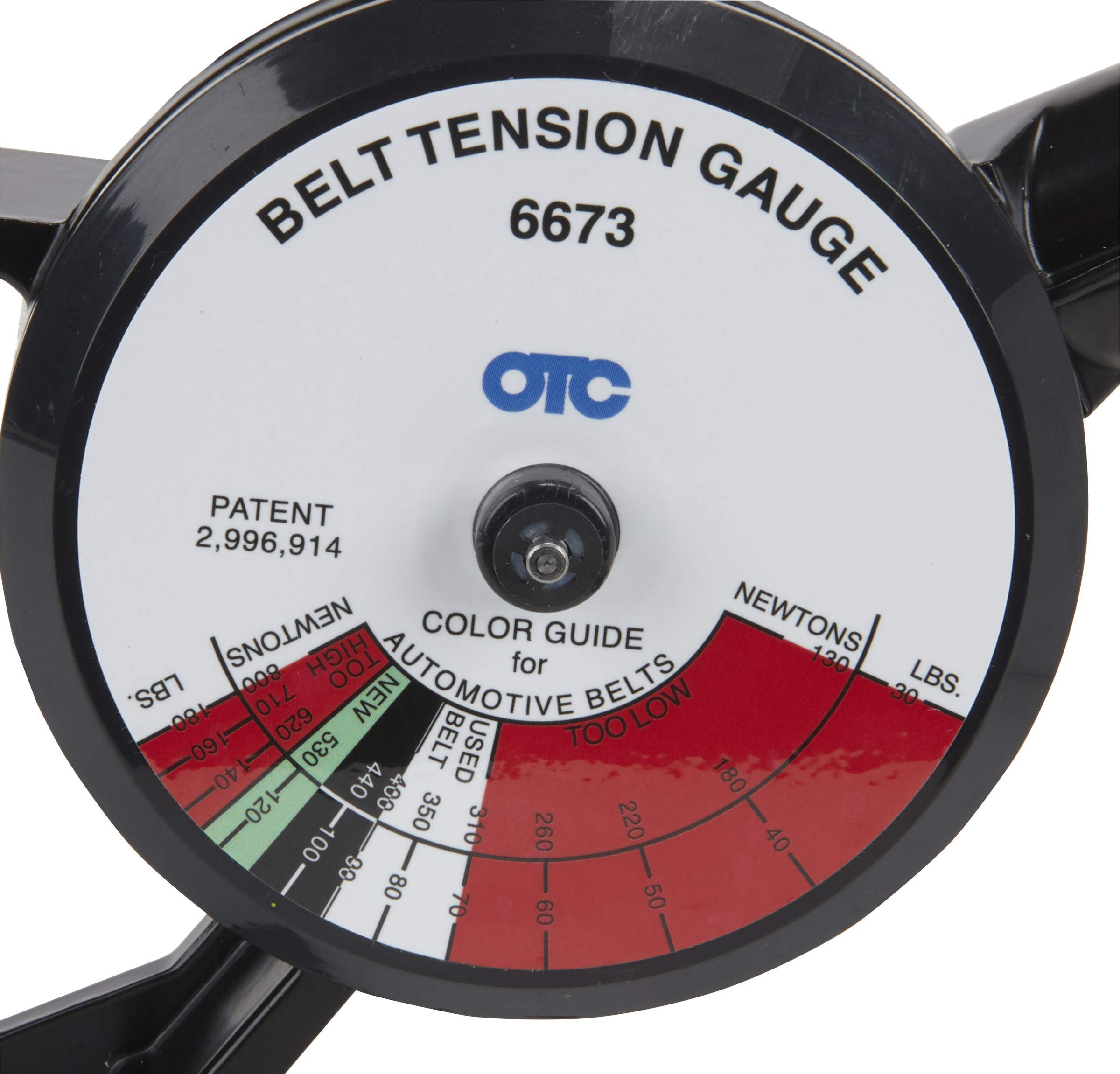 OTC 6673 gauge used on automotive and motorcycle belts demonstrates versatility
