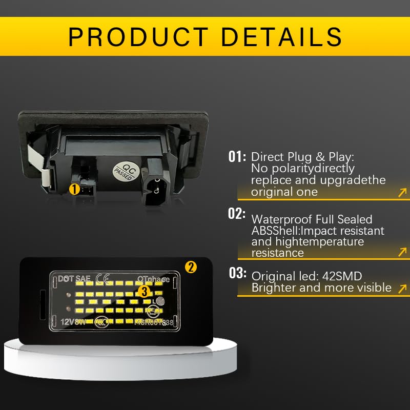 OTnhaee license light with Canbus resistors minimizes dashboard error codes