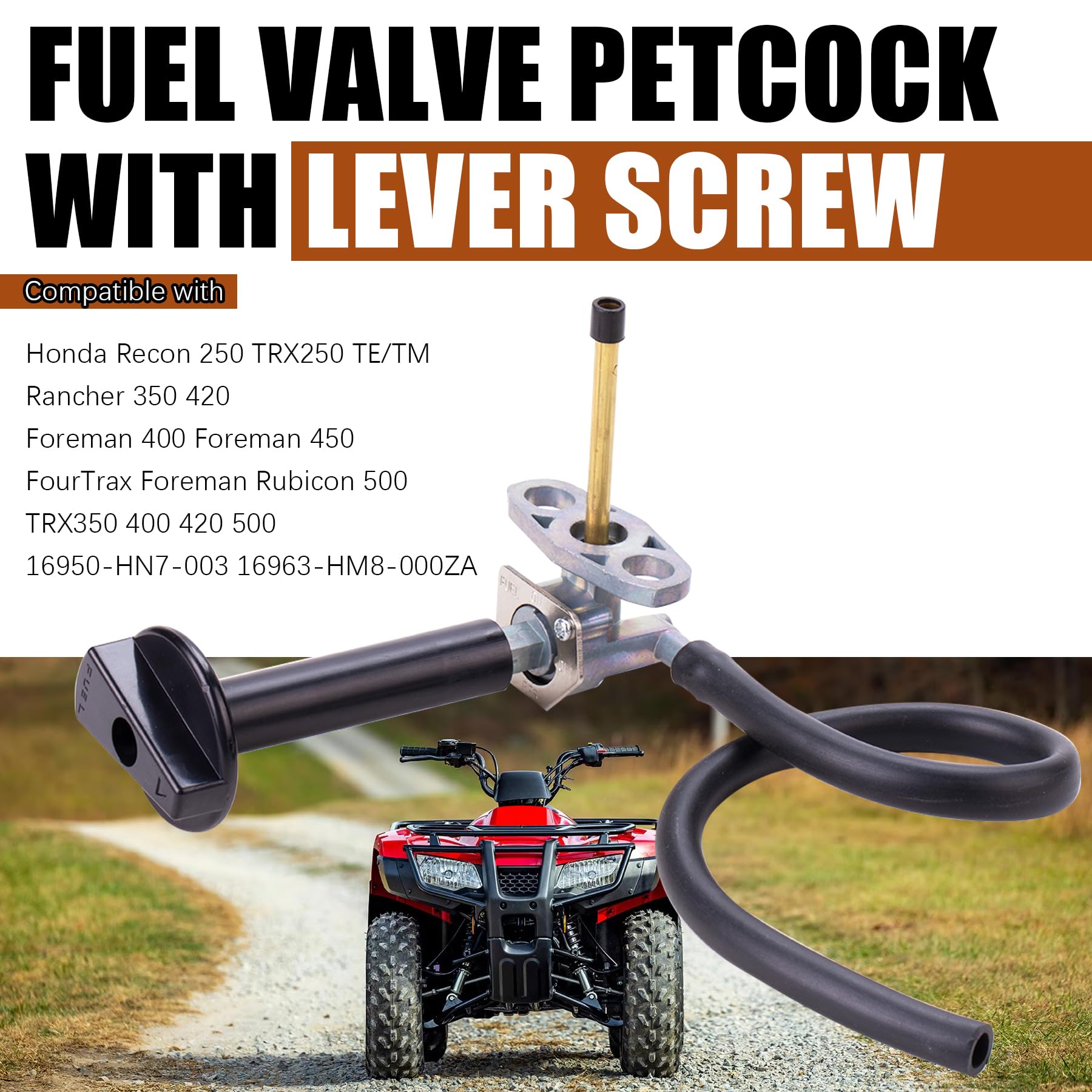 OTOHANS Automotive fuel valve petcock lines focus with included fuel lines for direct installation.