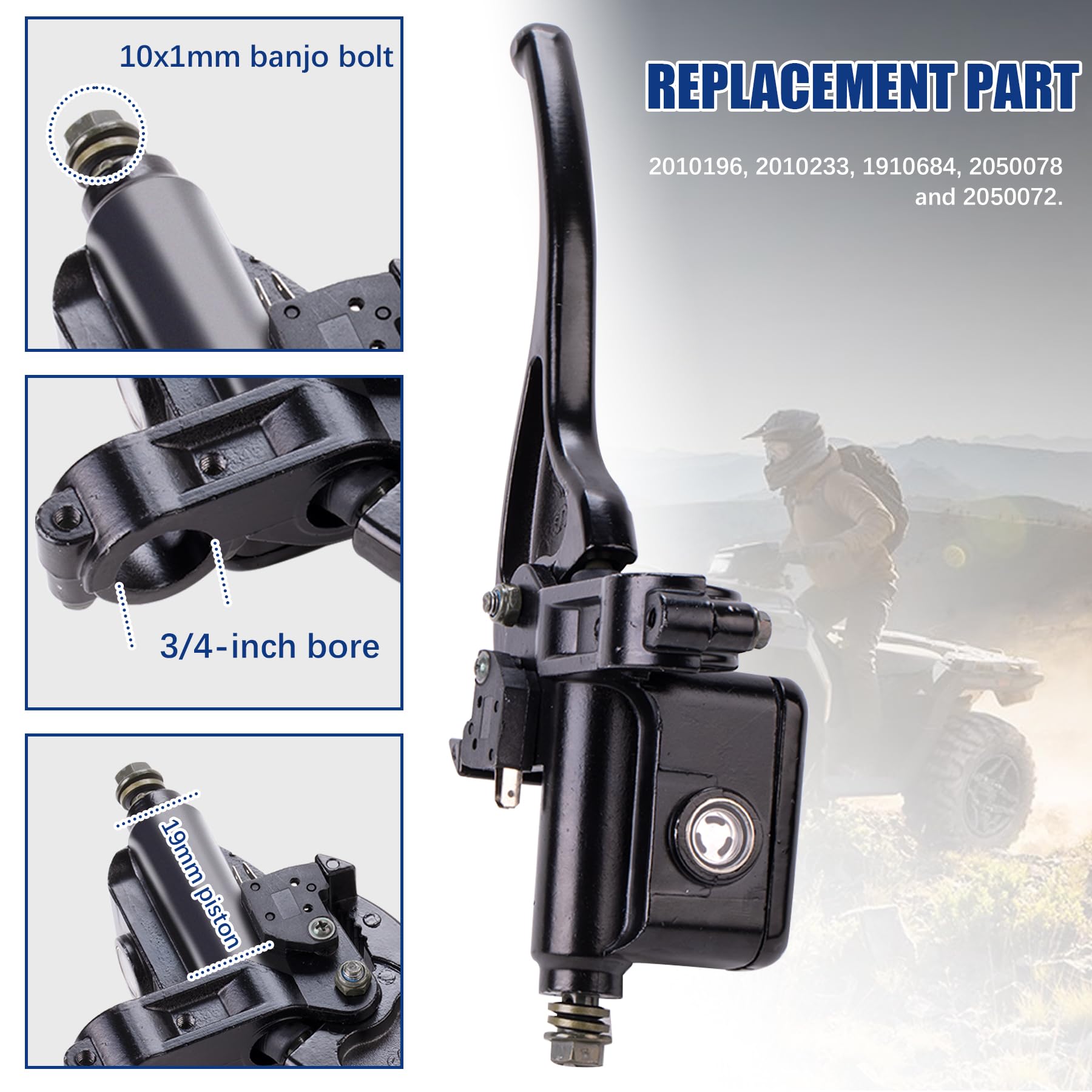 OTOHANS 3/4 inch bore with 19 mm piston delivers smooth actuation and consistent braking feel.