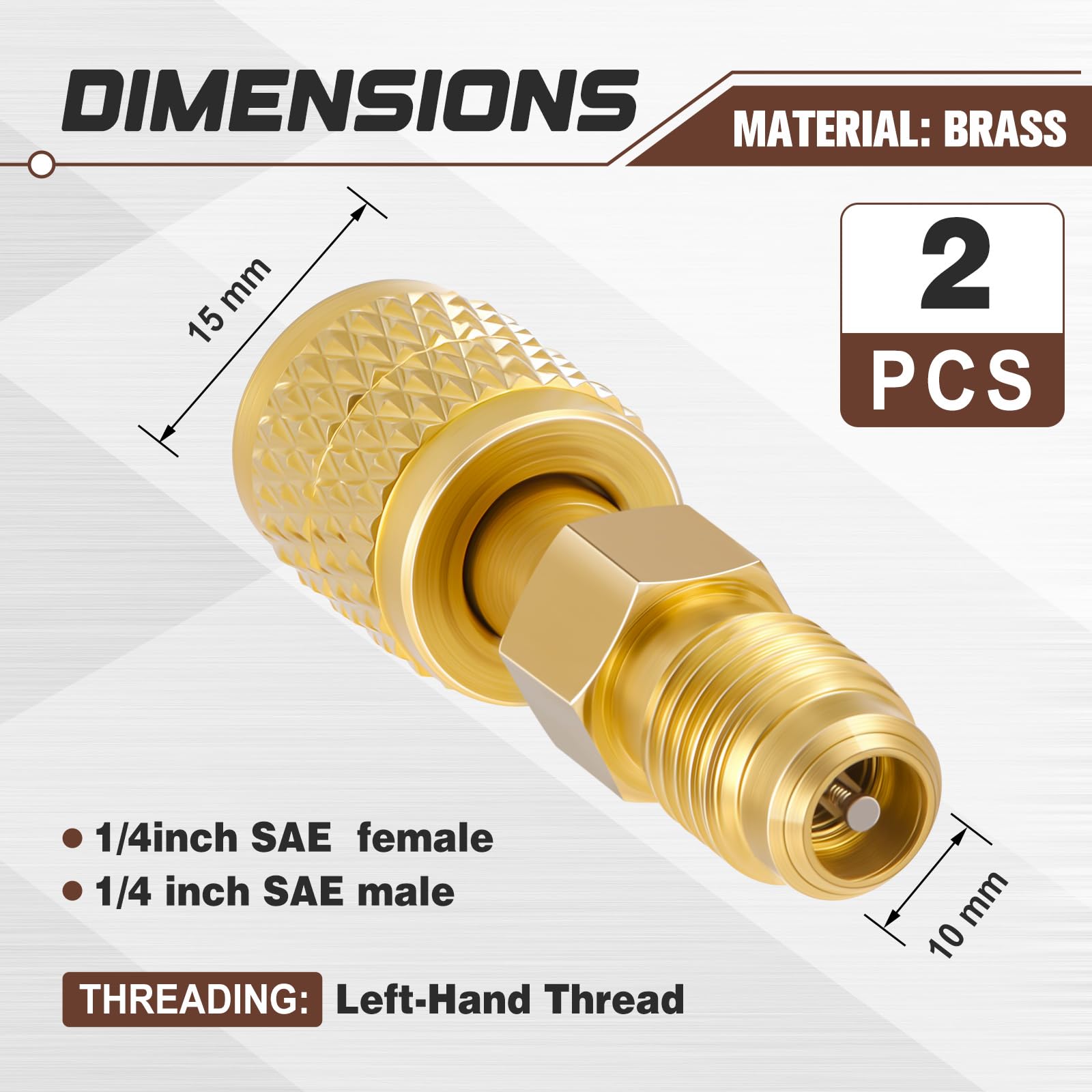 Otoolling brass adapter with knurled grip for non-slip handling