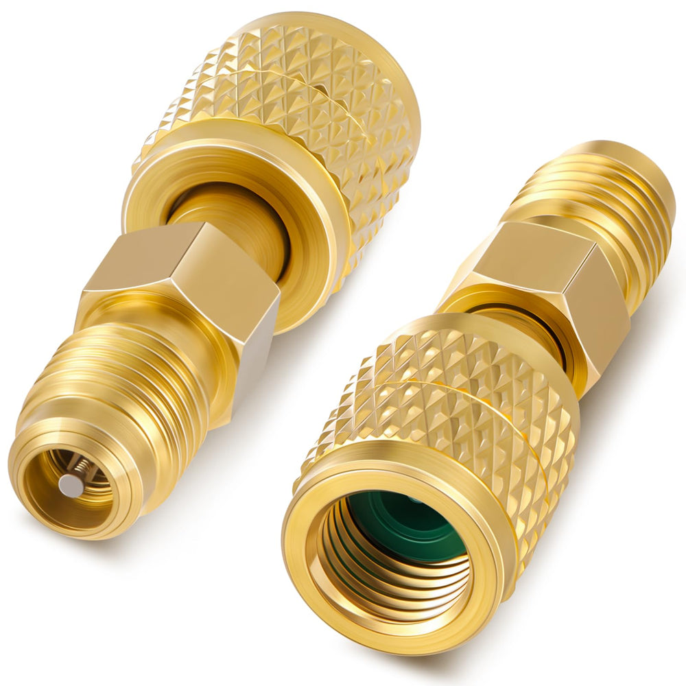 Otoolling brass R32/R454B adapter set front view for quick secure connections