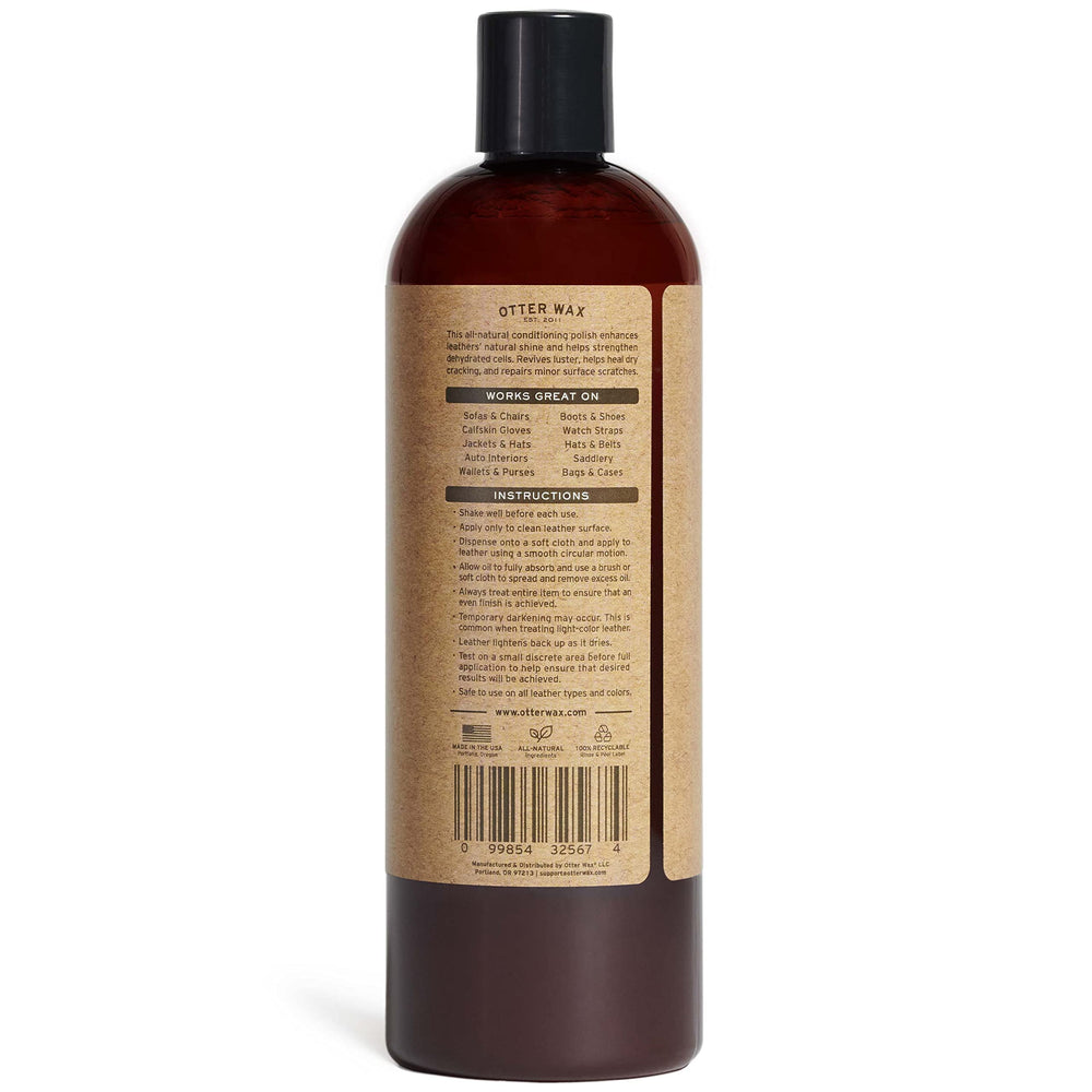 Otter Wax Leather Oil applied on boots to restore moisture and suppleness.