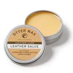 Otter Wax Leather Salve 5oz tin close-up showing conditioning balm