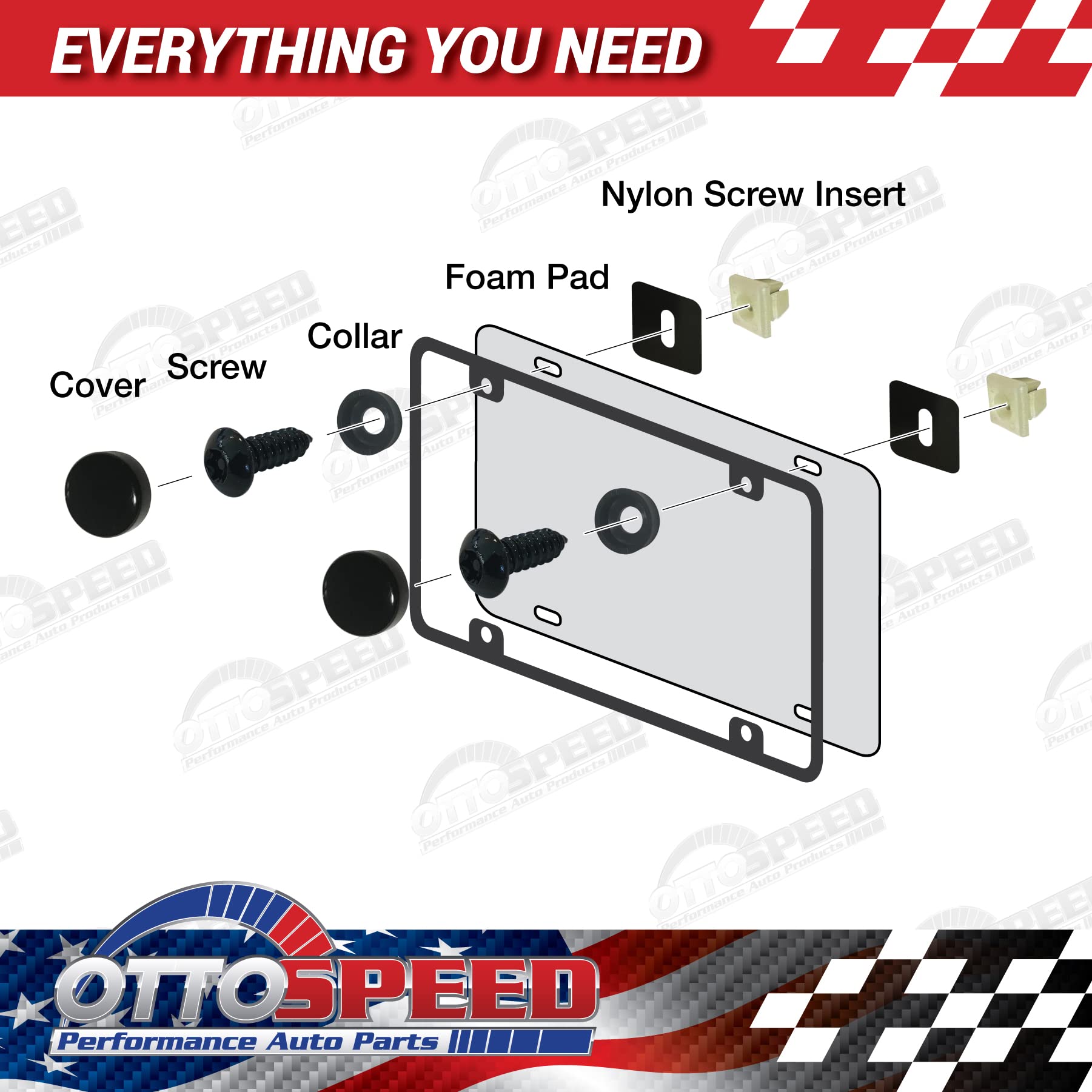OttoSpeed black screw covers deliver a clean, professional license plate finish.