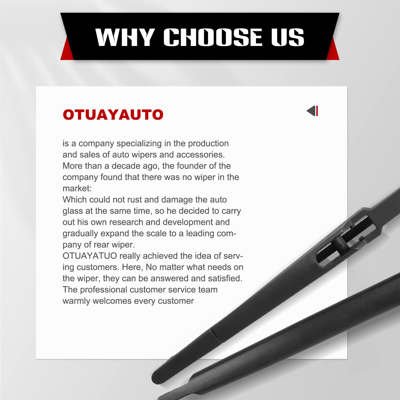 OTUAYAUTO easy-install wiper arm in four steps to save time during replacement.