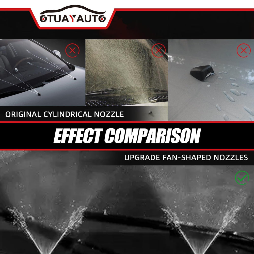 OTUAYAUTO nozzles installed on Jeep hood show clean spray path.