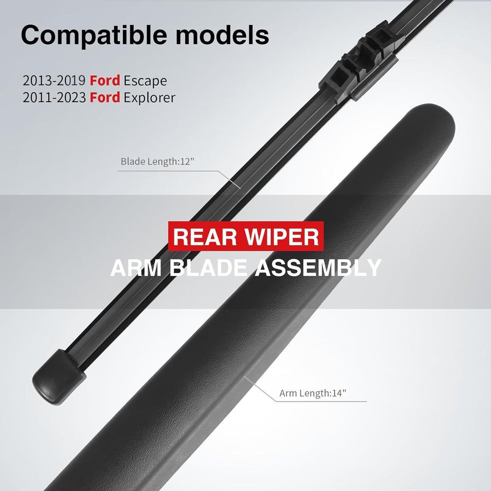 OTUAYAUTO 12-inch blade with 14-inch arm; durable all-season wiping performance.