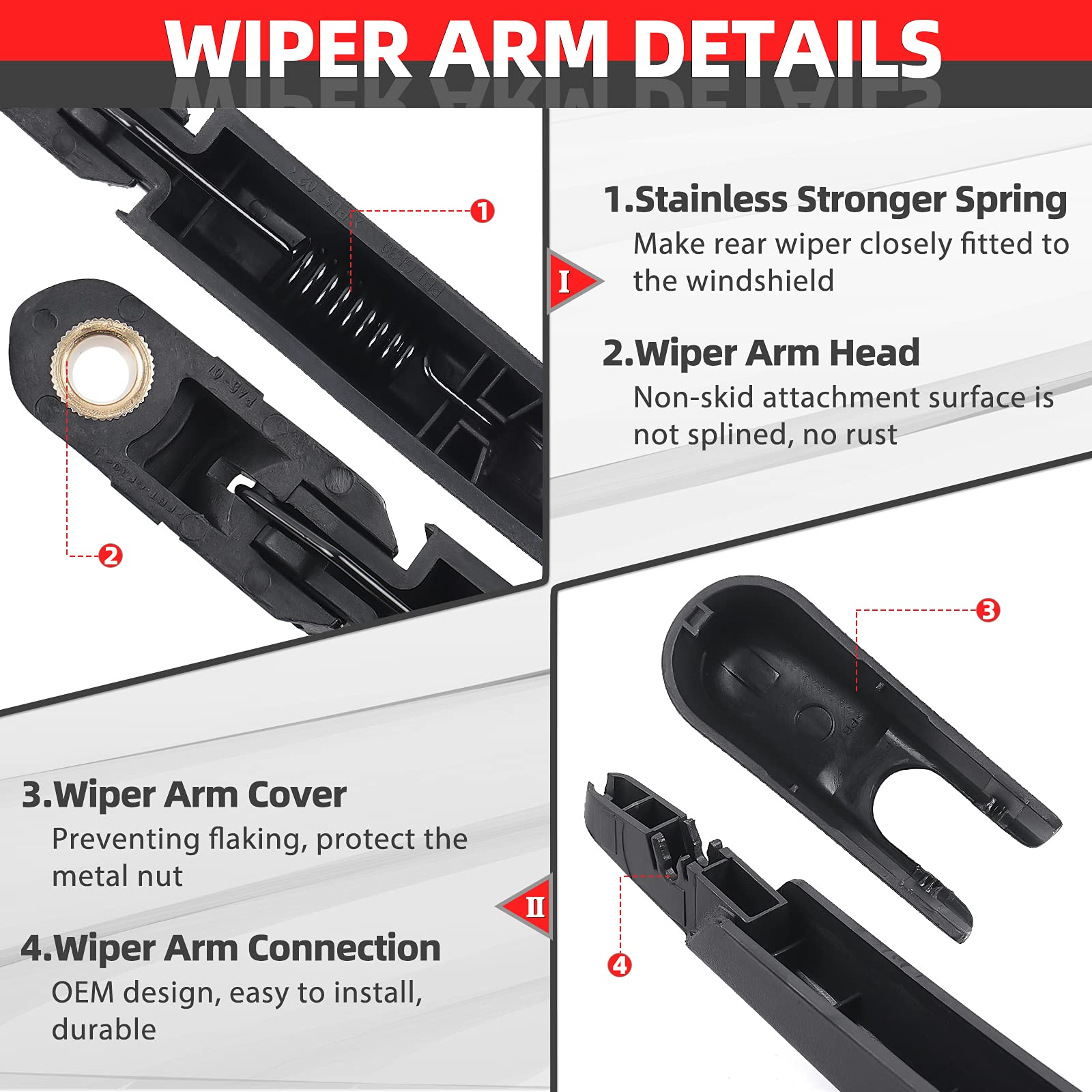 OTUAYAUTO 12-inch wiper blade for clear rear visibility