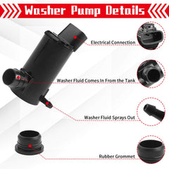OTUAYAUTO washer pump with rubber grommet included for secure seal