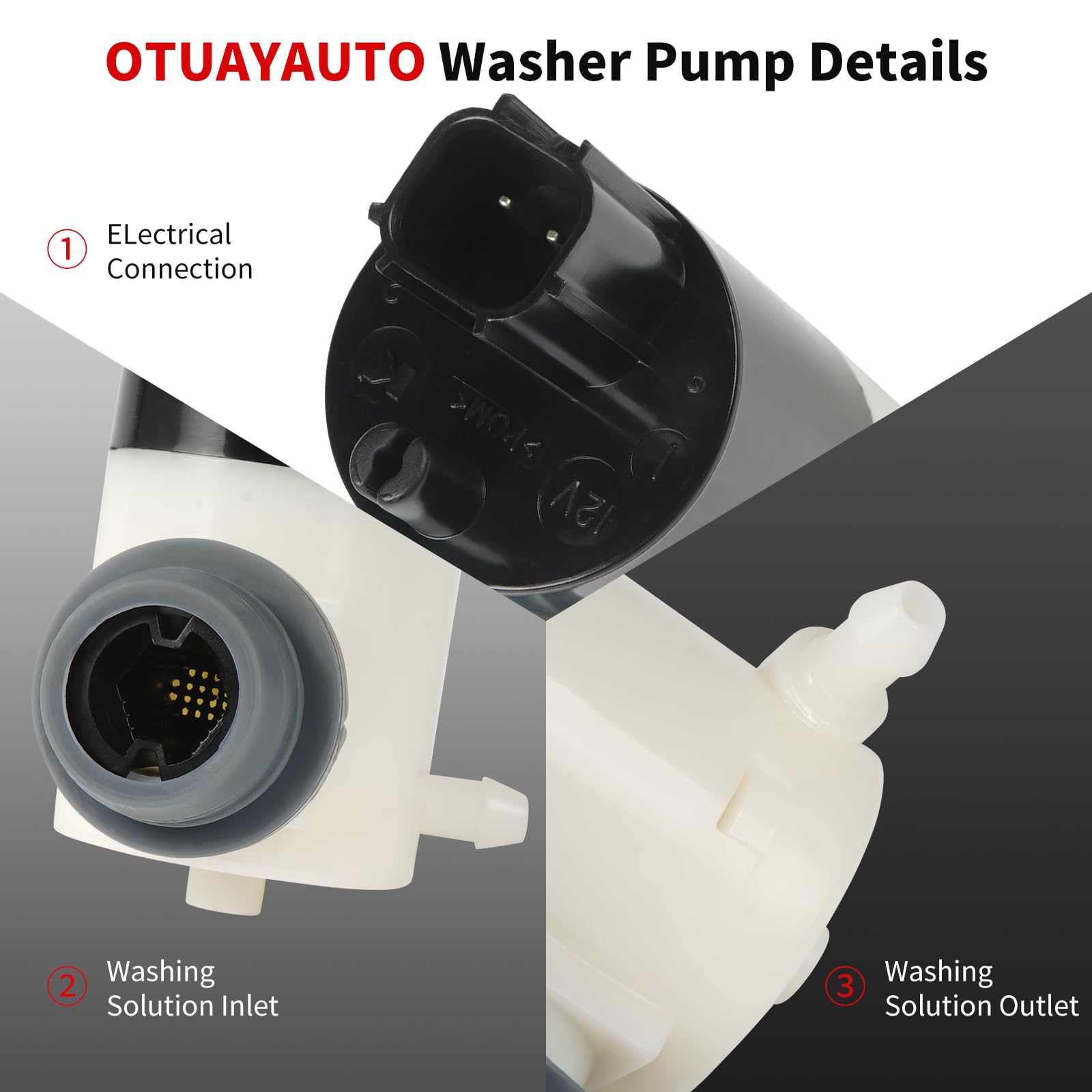 OTUAYAUTO washer pump in box illustrates complete replacement kit.