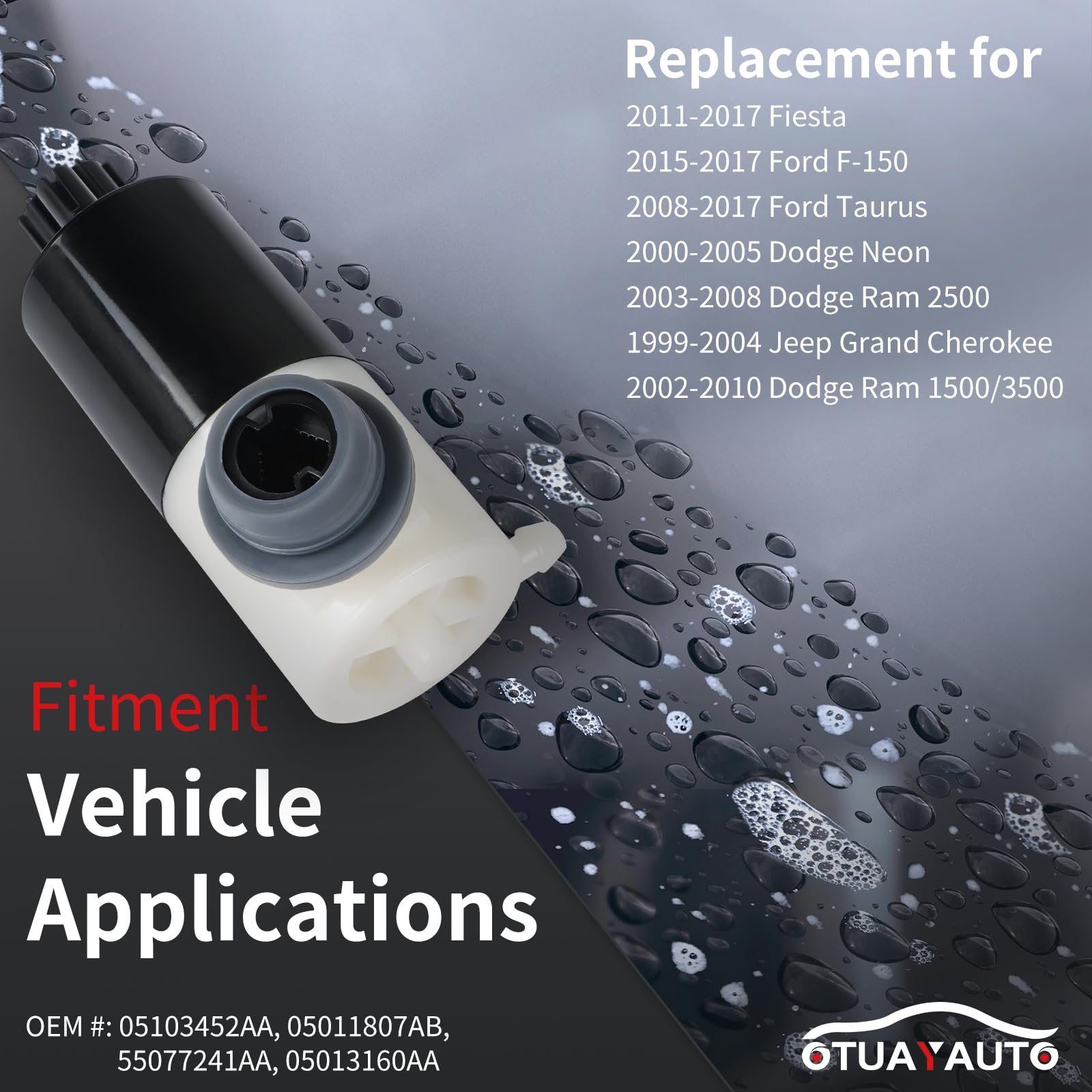 OTUAYAUTO washer pump with rubber grommet included for secure mounting.