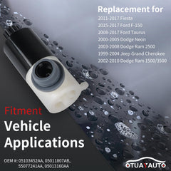 OTUAYAUTO washer pump with rubber grommet included for secure mounting.