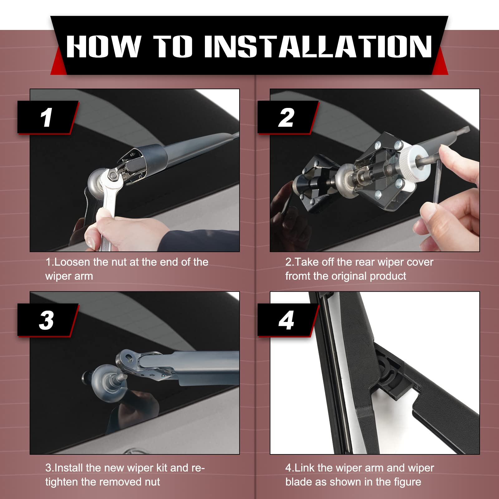 OTUAYAUTO wiper arm and blade assembly for smooth operation on rear glass.