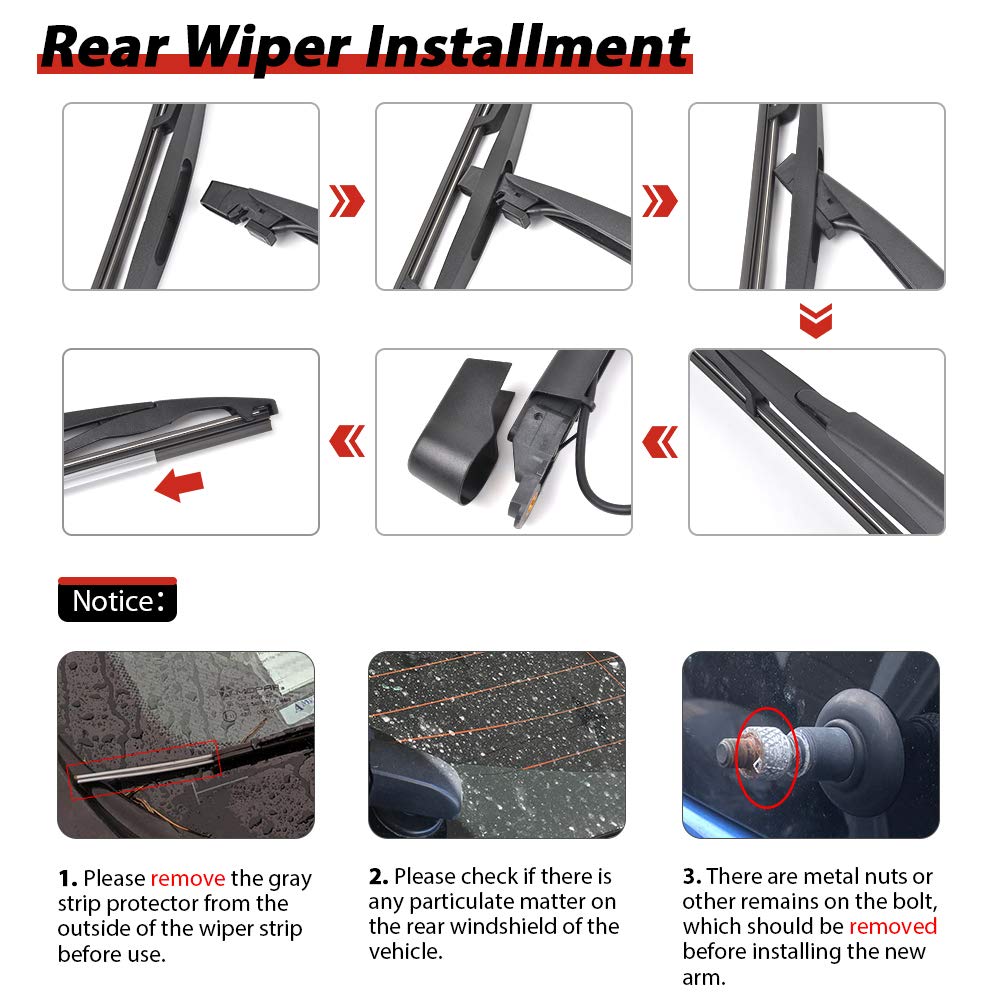 OTUAYAUTO Yukon rear wiper manual included for easy guidance