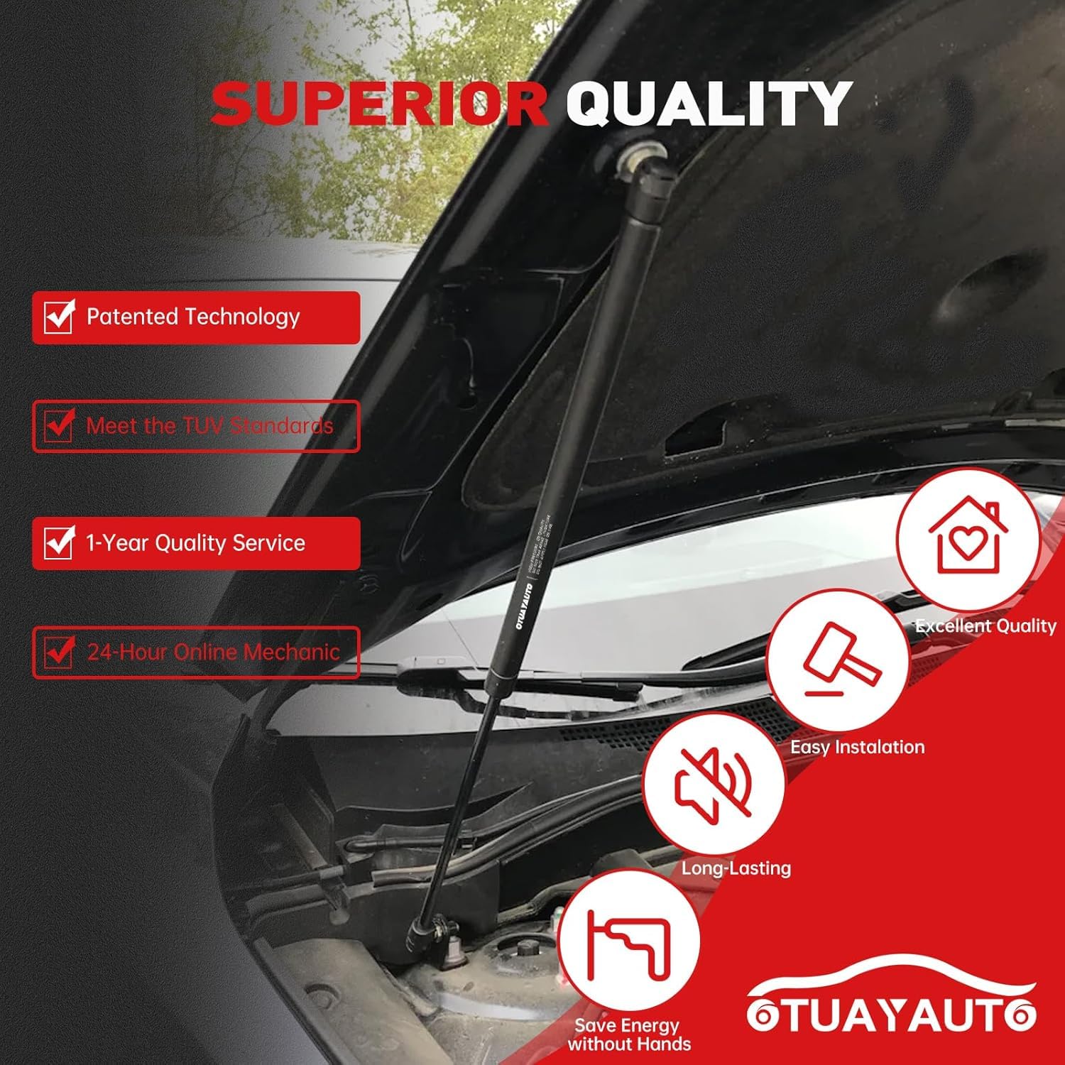 OTUAYAUTO hood damping springs assembly Camry 2007-2011 offers secure closing feel.