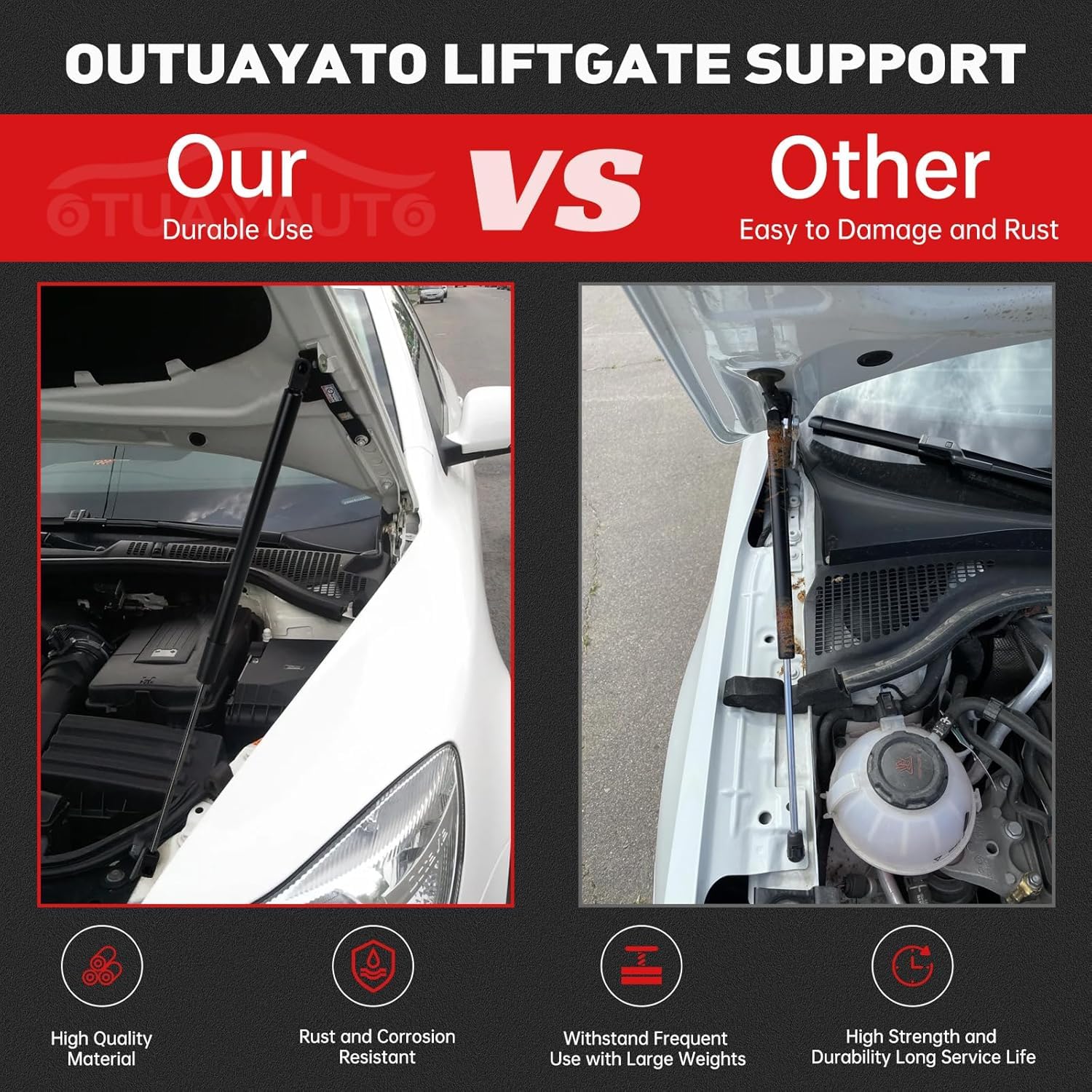 OTUAYAUTO OEM-style hood shocks Camry 2007-2011 compatible with factory specs.