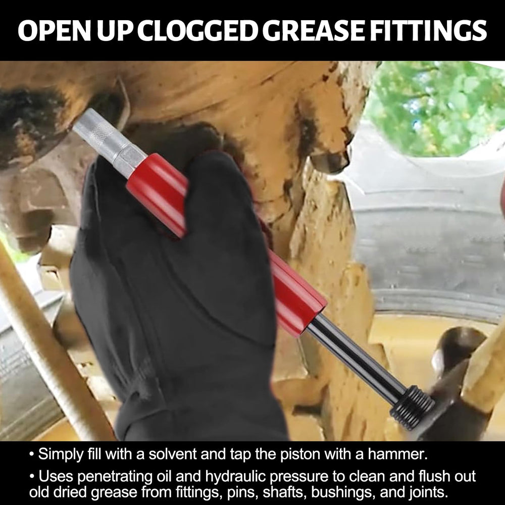 OTW tool demonstrates hydraulic action to flush grease from a fitting