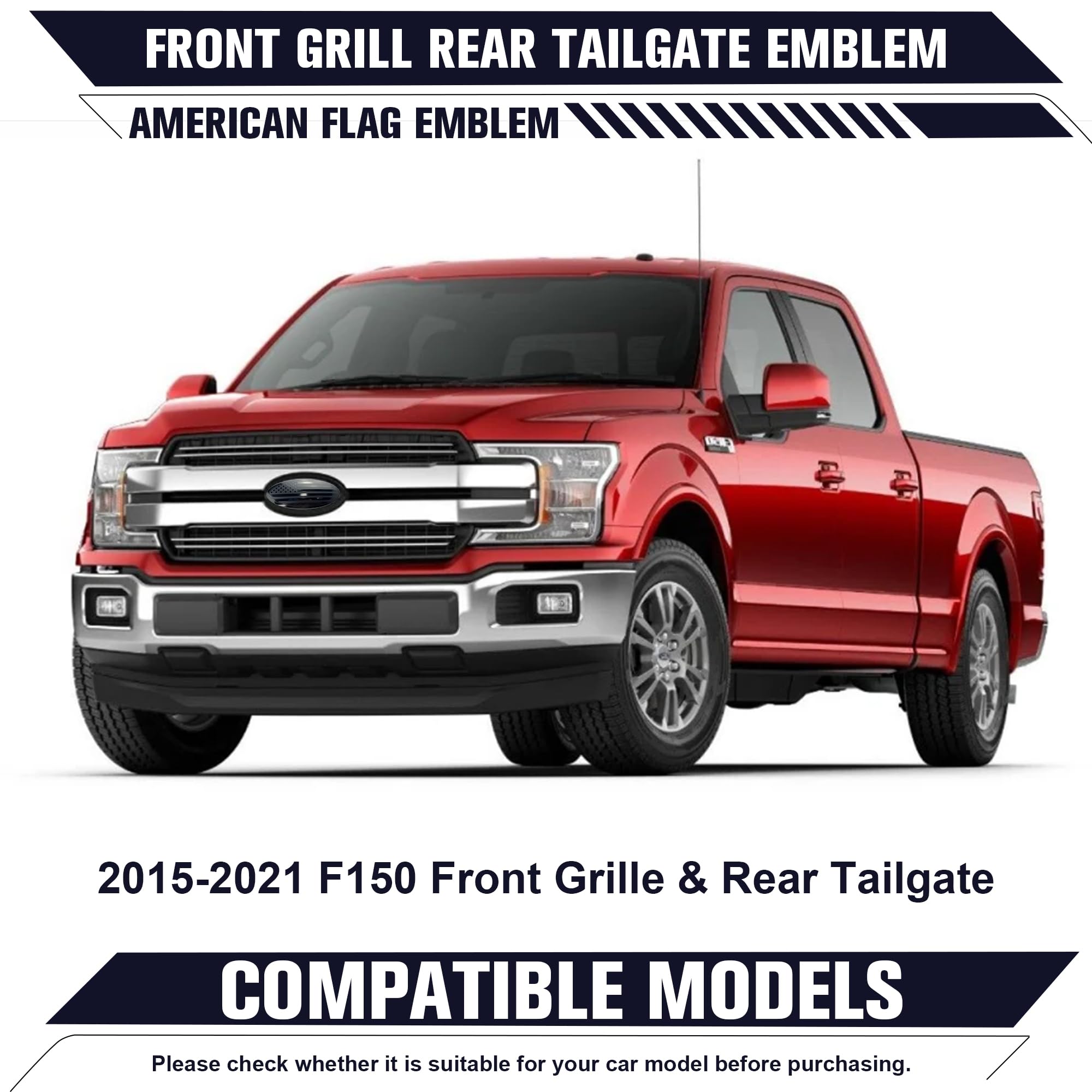 OUESAAS American flag emblem on grille adds bold style to your truck